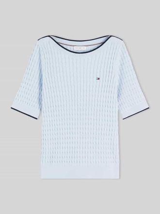 Tommy Hilfiger Regular Fit Pullover aus reiner Baumwolle mit kurzen &Auml;rmeln in Hellblau, Gr&ouml;&szlig;e XL