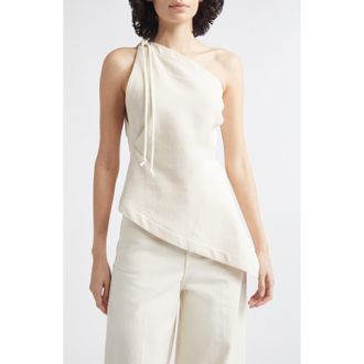 Helmut Lang One-Shoulder Cotton Top in Muslin at Nordstrom, Size X-Small