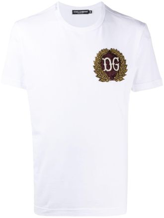 Dolce & Gabbana beaded logo T-shirt - men - Silk/Cotton/Polyester/Brass/glass - 58 - White