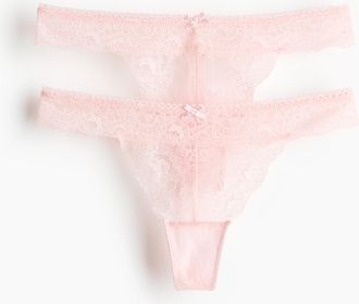 H&M 2er-Pack Tangas aus Spitze - Pink