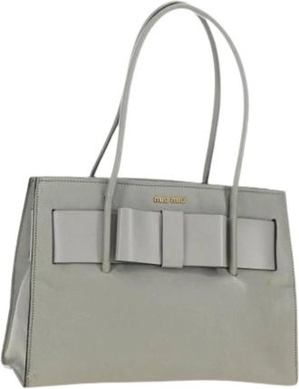 Miu Miu Pre-owned Hand Bag - Dames - Vintage Handtas - Grijs - ONE Size - Leer - Vintage
