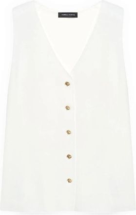 Fiorella Rubino Lange Gebreide Vest - Dames - Bodywarmers - Wit - XL - Nylon - Jassen