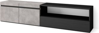 Skraut Home Skraut Home - Mueble Tv, Televisi&oacute;n, Muebles De Sal&oacute;n, Almacenaje, 200x45x35cm, Para Tv Hasta 80, Con Almacenamiento, Estilo Moderno, Gris Cemento