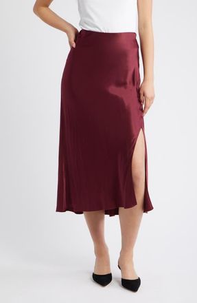 Rails Maya Satin Midi Skirt in Garnet at Nordstrom, Size Large