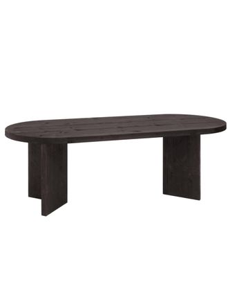 Deco Wood Mesa de centro de madera maciza en tono negro de 120x40cm