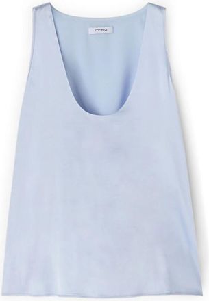 Motivi Top met Brede Schouders van Satijn - Dames - Tops zonder mouwen - Blauw - S - Satijn - Tops