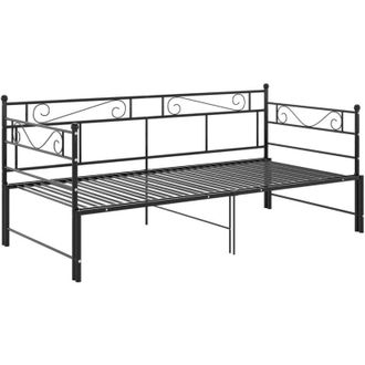 vidaXL Pull-out Sofa Bed Frame without Mattress Black Metal 90x200 cm Vidaxl