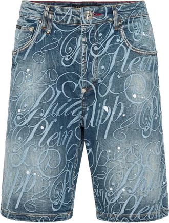 Philipp Plein Denim Shorts Formentera Logo - Heren - Denim shorts - Blauw - W34 - Denim - Korte Broeken