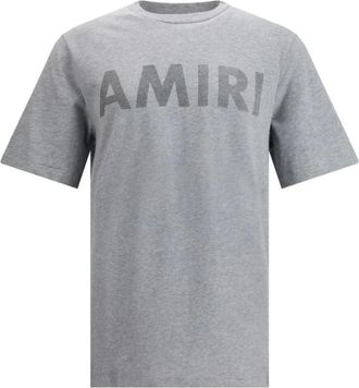 Amiri Tops, Heren, Grijs, S, Katoen, Gelogoëerd Katoenen T-shirt