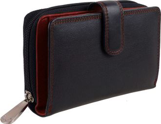 Visconti Quality Ladies Soft Leather Two Tone Purse Wallet Colorado Gift Boxed (Black & Red)