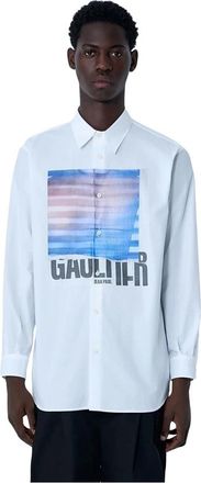 Jean Paul Gaultier Logo Print Button-Down Overhemd - Heren - Casual Overhemden - Wit - S - Katoen - Overhemden