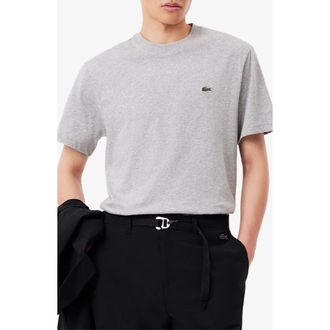 Lacoste Cotton Crewneck T-Shirt in Silver Chine at Nordstrom, Size 4