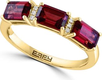 Effy 14K Yellow Gold Garnet & Diamond Ring - 0.02ct. in Red at Nordstrom Rack, Size 7