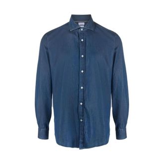 Brunello Cucinelli Heren, Overhemden, Blauw, Maat: L Denim