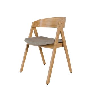 Koketto Home Silla de comedor con estructura de roble y asiento gris