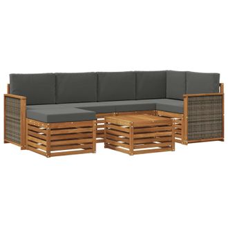 vidaXL Conjunto De Sof&aacute; Seccional Con Coj&iacute;n 6 Pcs Natural Y Antracita Vidaxl