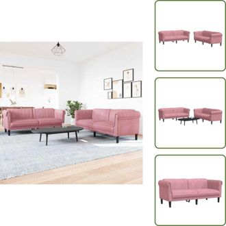 vidaXL Divano a 3 posti - vidaXL Set di Divani 2 pz Rosa in Velluto - Seduta in velluto