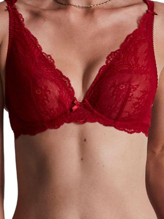 Aubade Womens Danse Des Sens Triangle Plunge Bra - Irresistible Red Polyamide - Size 32E