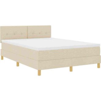 vidaXL Cama Tipo Box Spring Con Colch&oacute;n Crema 140 X 190 Cm Tela Vidaxl