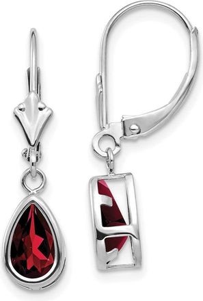 Diamond2Deal 14k White Gold 8x5mm Pear Garnet Drop Dangle Earrings