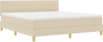 vidaXL Box Spring Bed with Mattress Cream 180 x 200 cm Fabric vidaXL