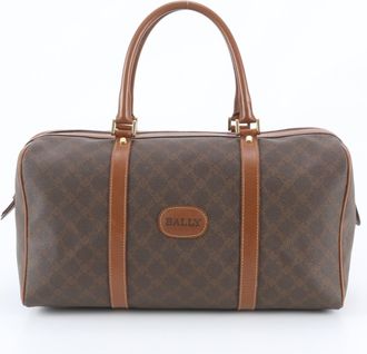 Bally Brown Leather Coated Canvas Boston Bag Tote Bag (Pre-Owned)