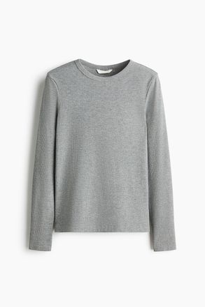 H&M Rippenshirt aus Baumwollmix - Grau