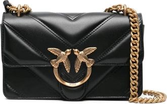 Pinko Love One Mini Crossbodytas - Dames - Schoudertassen - Zwart - ONE Size - Katoen - Tassen