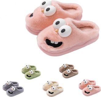 Generic Big Eye Dog Slippers Winter, Kissing Slippers for Couples, Cute 3d Cartoon Fluffy Big Eye Dog Dog Slipper (Pink, Adult, Women, 4.5, Numeric Range, UK 