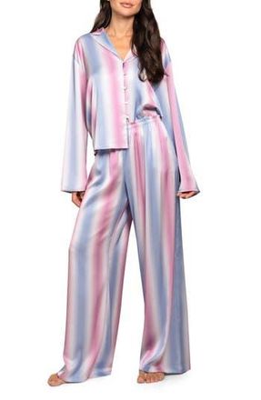 Midnight Bakery Stripe Satin Pajamas in Blue/Pink at Nordstrom Rack, Size X-Large