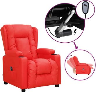 vidaXL Sill&oacute;n Reclinable El&eacute;ctrico De Cuero Sint&eacute;tico Rojo Vidaxl
