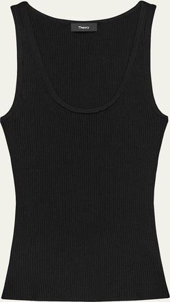 Theory Scoop-Neck Ribbed Tank Top