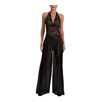 Alice & Olivia Lina kanten bodysuit - Dames - Tops - Zwart - Maat: S Nylon