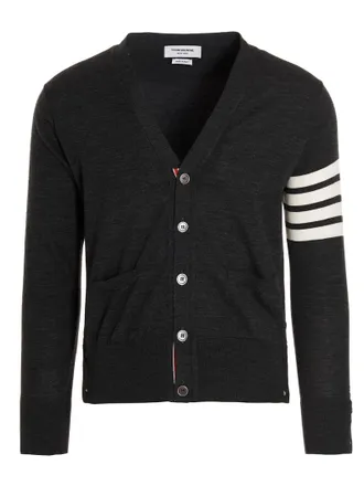 Thom Browne Gray Merino Wool Mens Cardigan