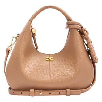 Ganni Hobo Mini Grained - female - Ganni - Handbags - Brown - ONE SIZE - Bags
