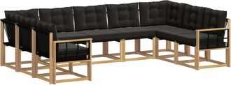 vidaXL Conjunto De Sof&aacute;s De Exterior 9 Uds. Blanco Y Negro Vidaxl