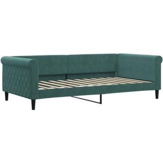 vidaXL Sof&aacute; Cama Sin Colch&oacute;n Terciopelo Verde Oscuro 100x200 Cm Vidaxl