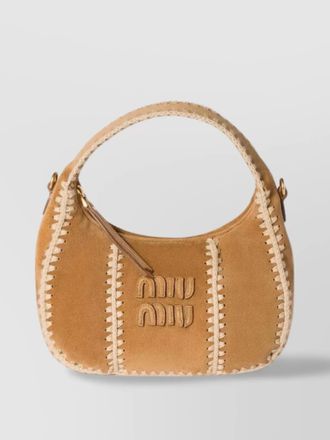 Miu Miu suede crochet tote bag