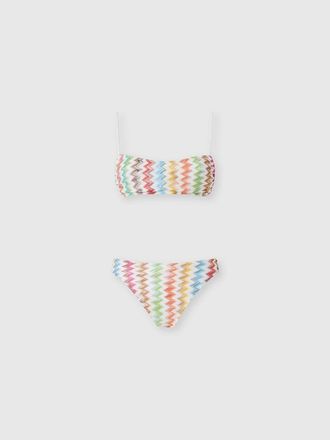 Missoni Bikini In Lam&eacute; Viscose With Micro Zigzag Pattern And High-waisted Bottoms in White & Multicoloured at Nordstrom, Size 36