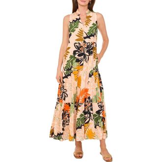 Vince Camuto Floral Sleeveless Tiered Maxi Dress in Multi at Nordstrom, Size X-Large
