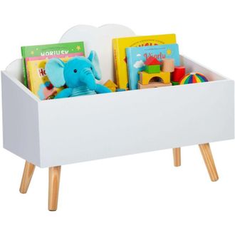 Atmosphera Atmosphera - Baul Douceur Infantil De Dormitorio, 58 Cm, Melamina Y Patas De Madera, Blanco, Espacio Y Decoraci&oacute;n En Tu Hogar