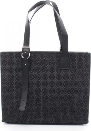 Loewe Black Gray Canvas Leather Tote Bag (Pre-Owned)