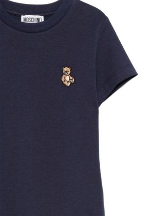 Moschino Logo-Embroidered Cotton T-Shirt - Blue
