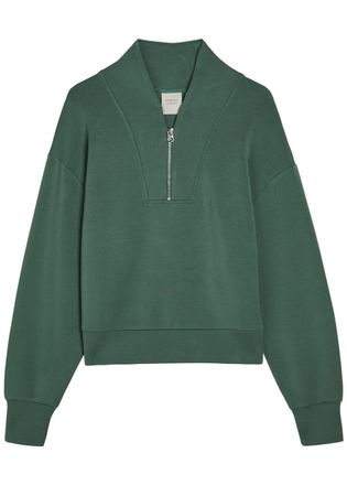 Varley Davidson Half-zip Stretch-jersey Sweatshirt - Dark Green - XL (UK16 / XL)