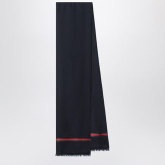 Gucci Stola in lana e seta blu notte