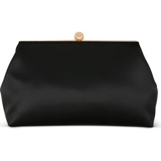 Badgley Mischka Camilla Classic Satin Pouch in Black at Nordstrom, Size Large