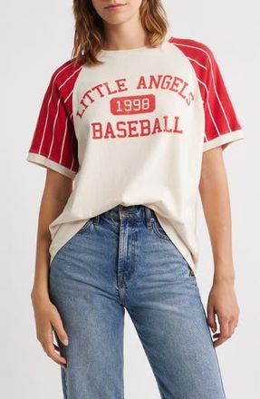 Daydreamer Little Angels Colorblock Cotton Graphic Baseball T-Shirt in Dirty White Combo at Nordstrom Rack, Size X-Small