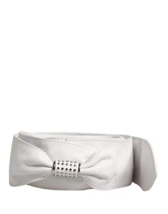 Orciani Women White Leather Embellished Wide Waist Cintura Womens Belt (Pre-Owned)