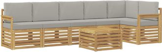vidaXL Conjunto De Sof&aacute;s De Exterior 7 Uds. Blanco Y Gris Claro Vidaxl