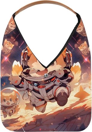 Generic Cute Space Dog Reusable Lightweight Grocery Bags - Foldable Into Compact Pouch, Washable & Sturdy, Multipurpose for Shopping and Travel